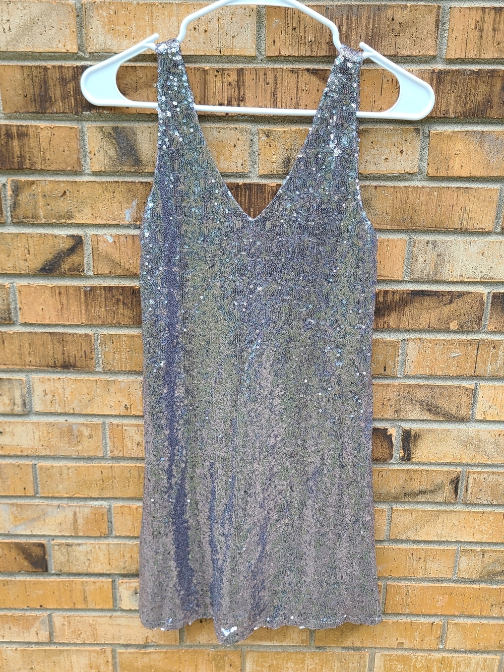 Forever 21 Iridescent Sequin Mini Dress in Silver-Purple